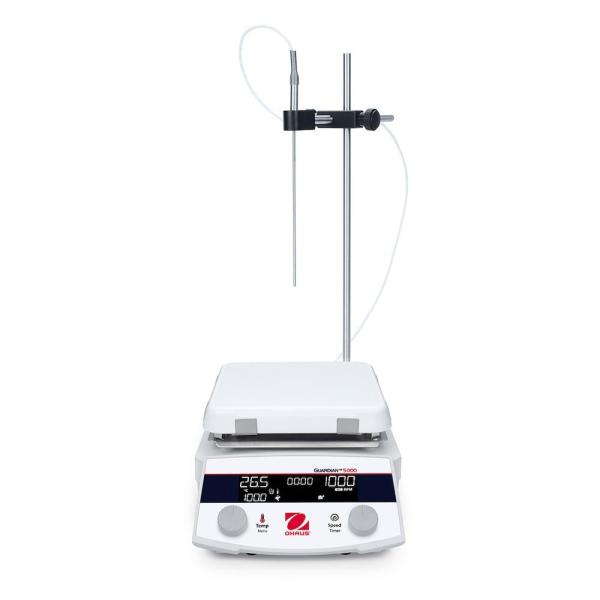OHAUS Next Generation Guardian 5000 Hotplate Stirrer (178 x 178mm Ceramic) with FREE Temperature Probe and Probe Holder
